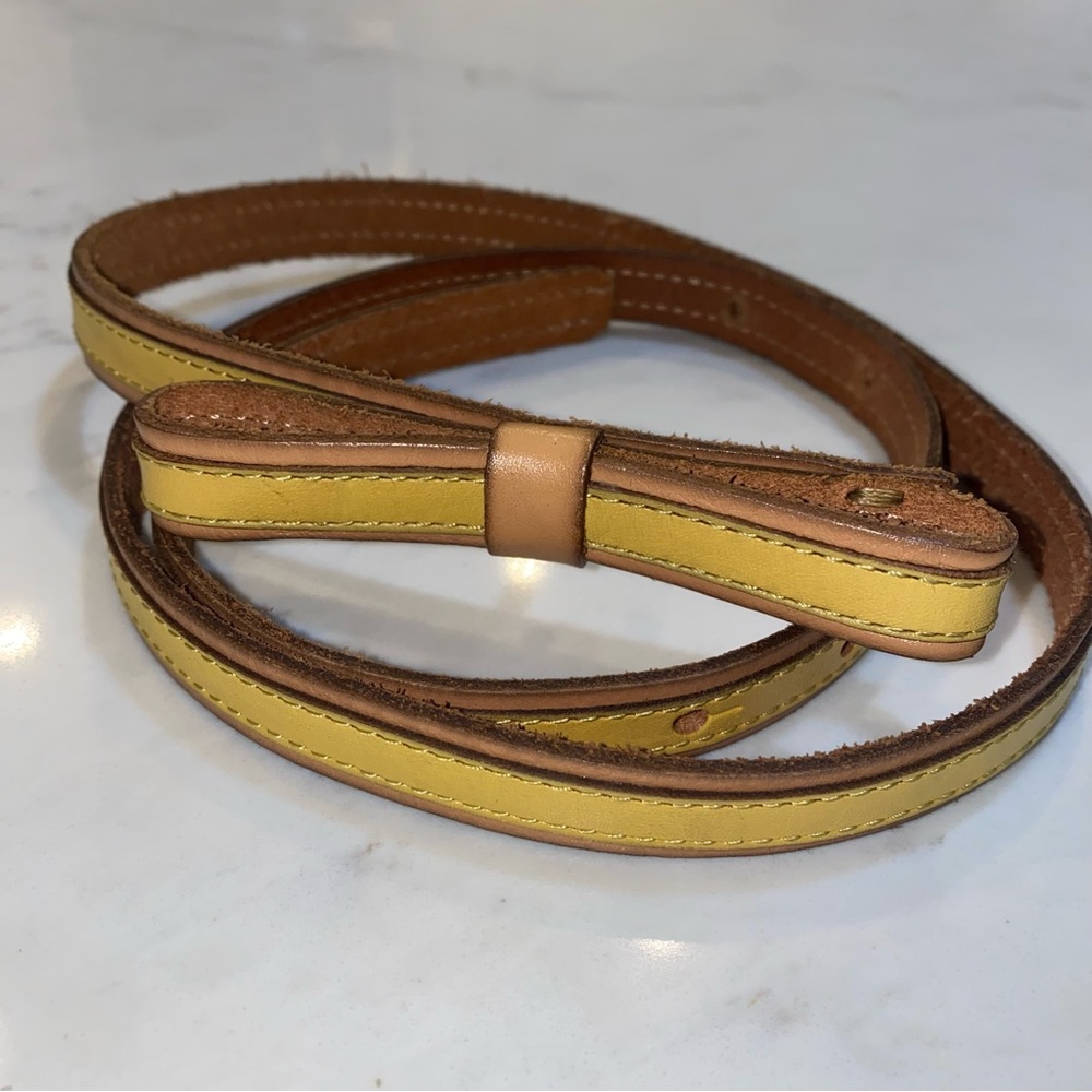 Fossil Yellow and Tan Leather Bow Belt